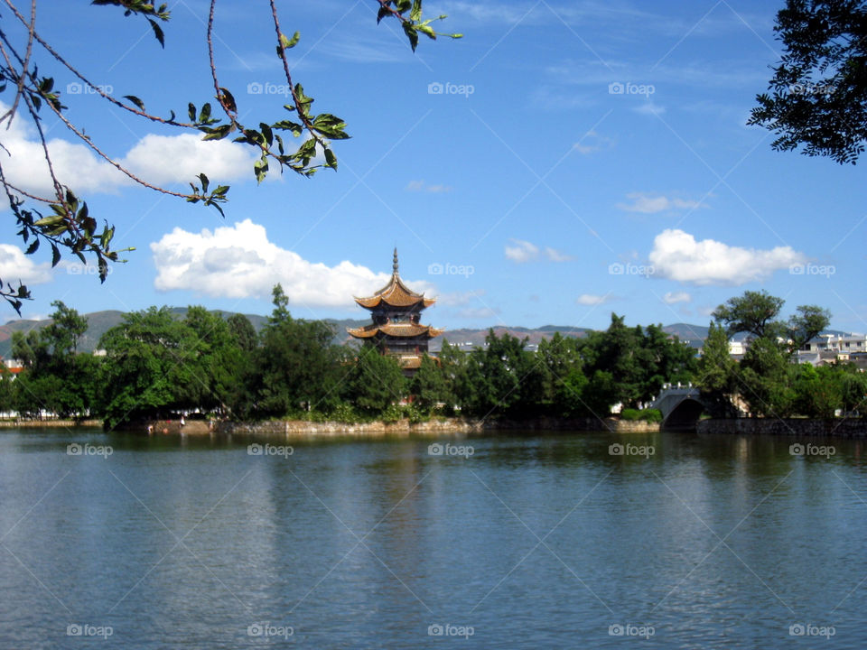 sky china clouds lake by mengzishiliu