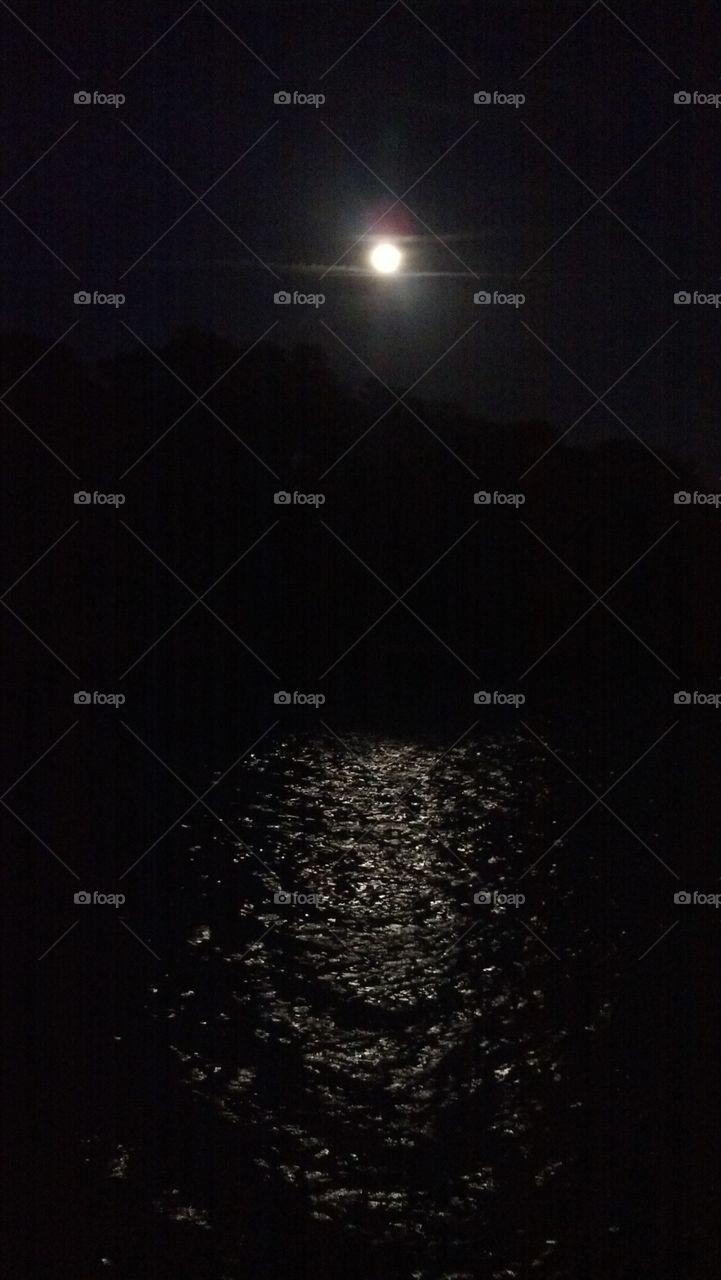 Full Moon. Full moon over Savannah River