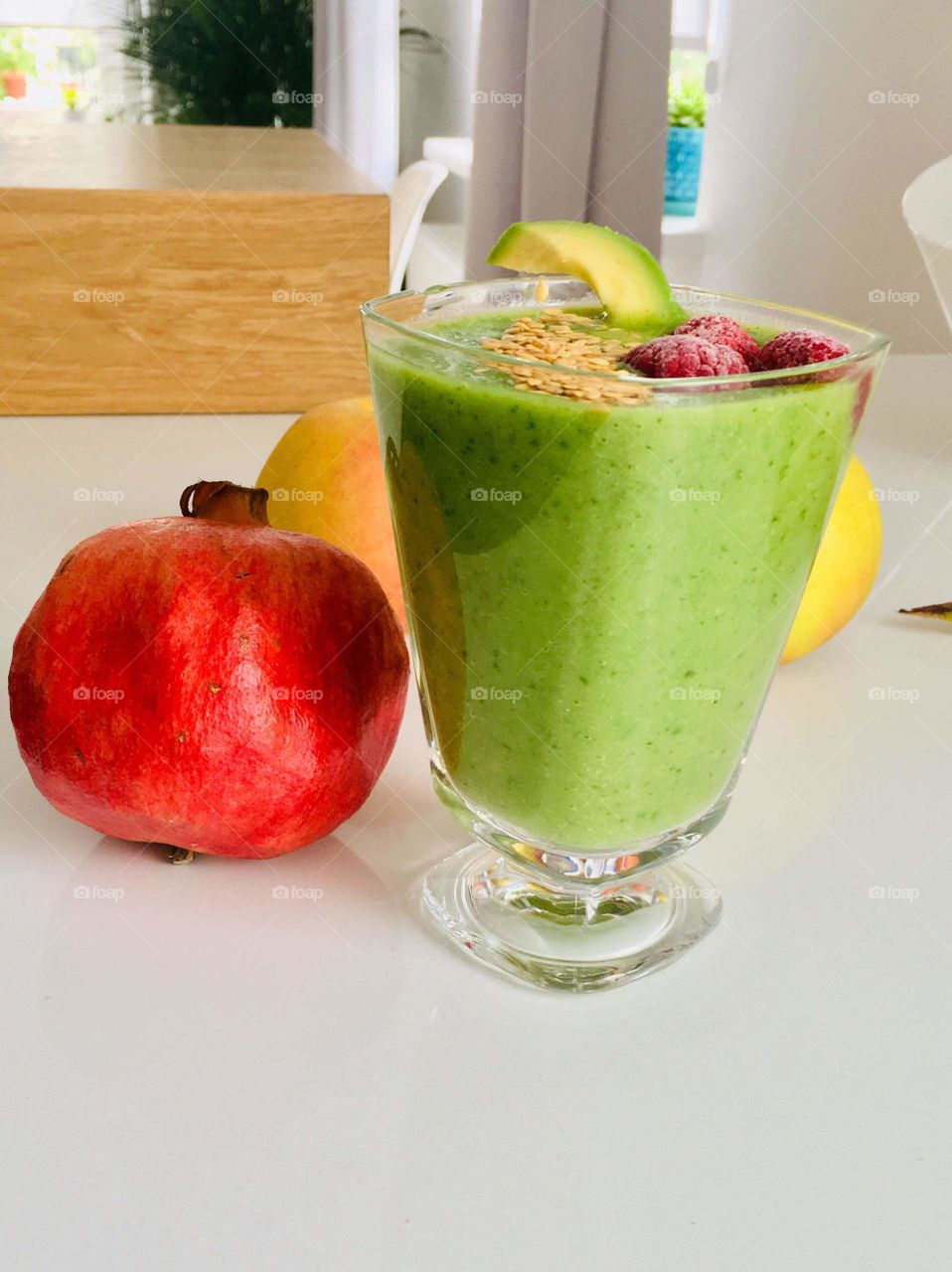 Morning cocktail made of fresh fruits.