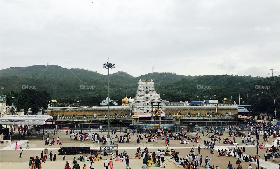 Indian Tirumala temple view 