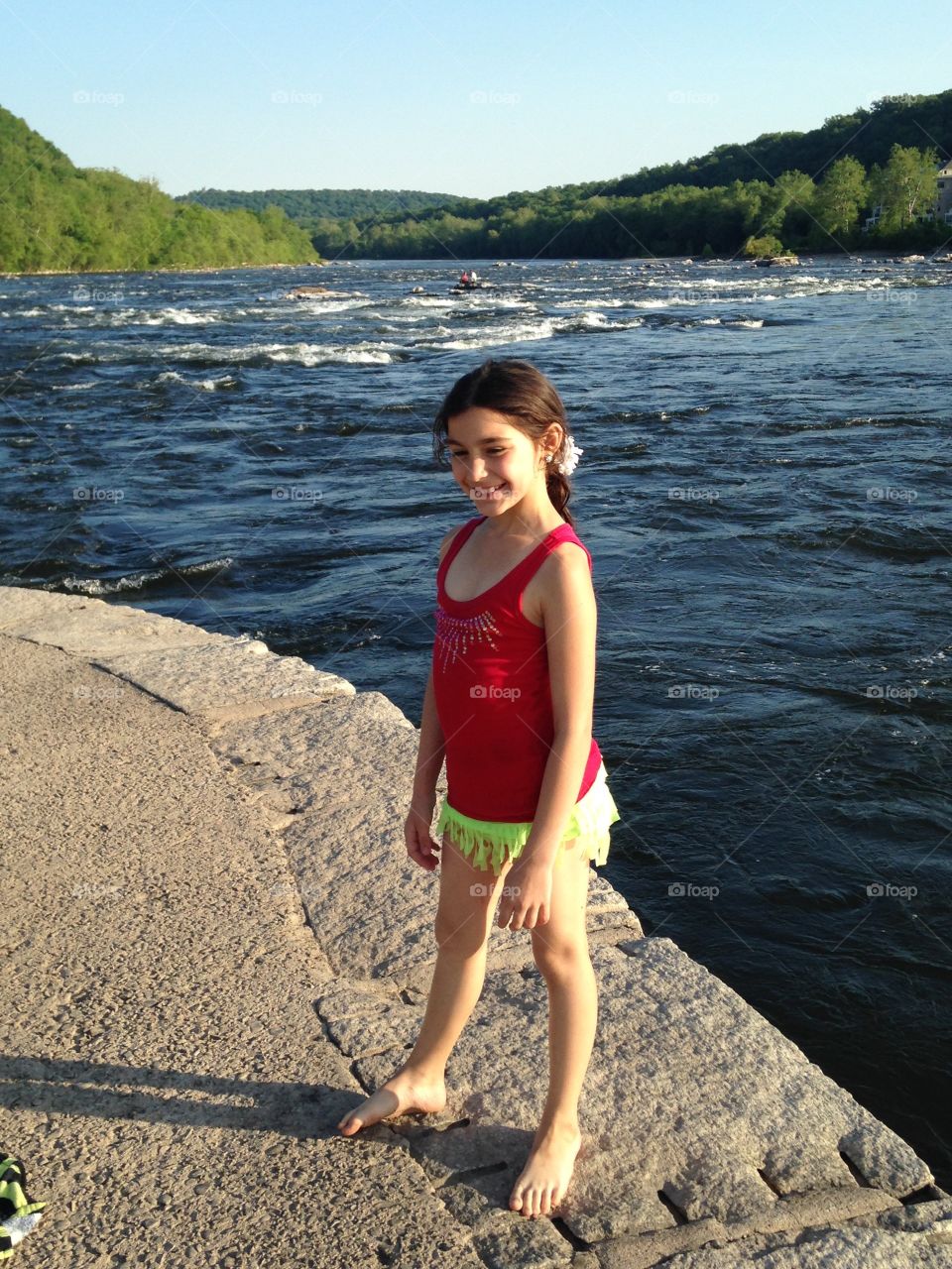 In the middle of the river