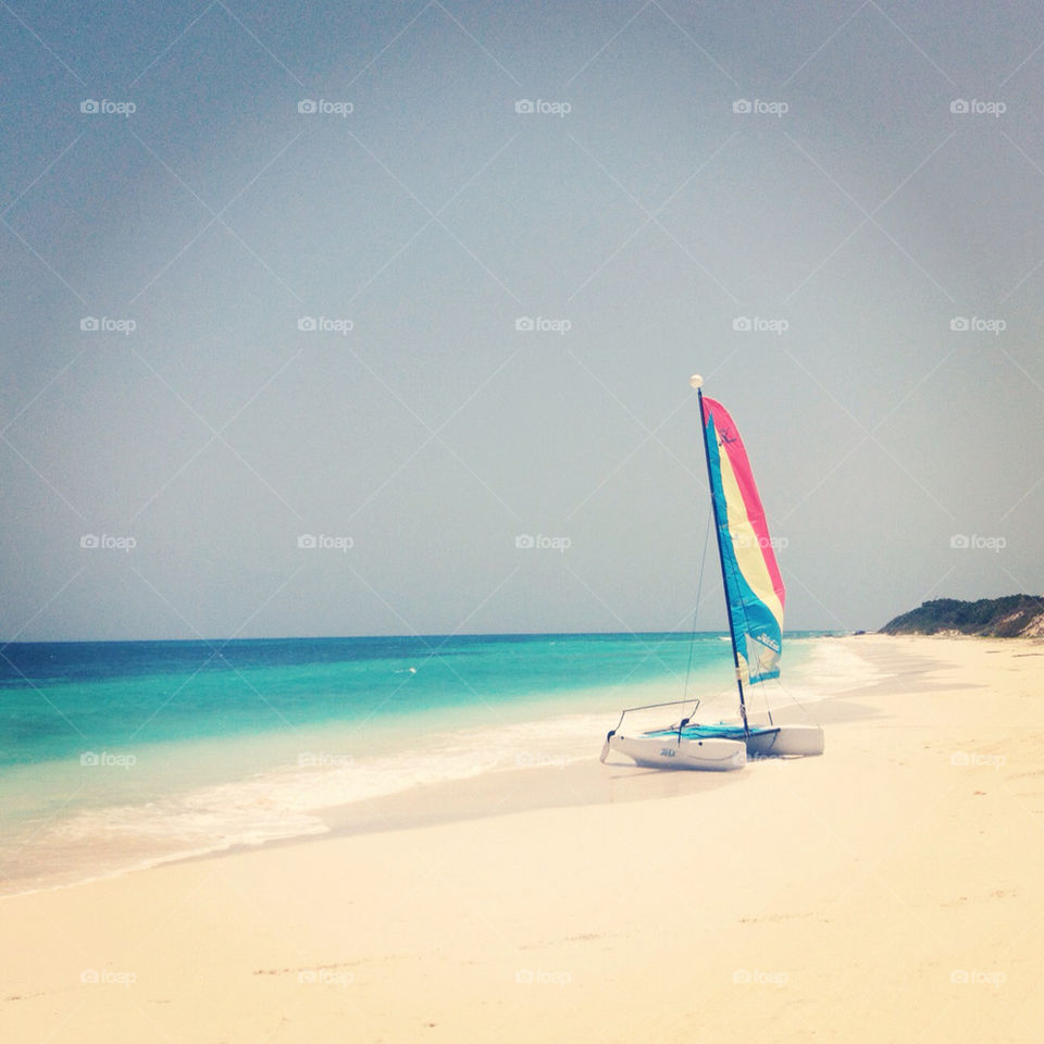 beach sea sailboat white sand by M-zio18