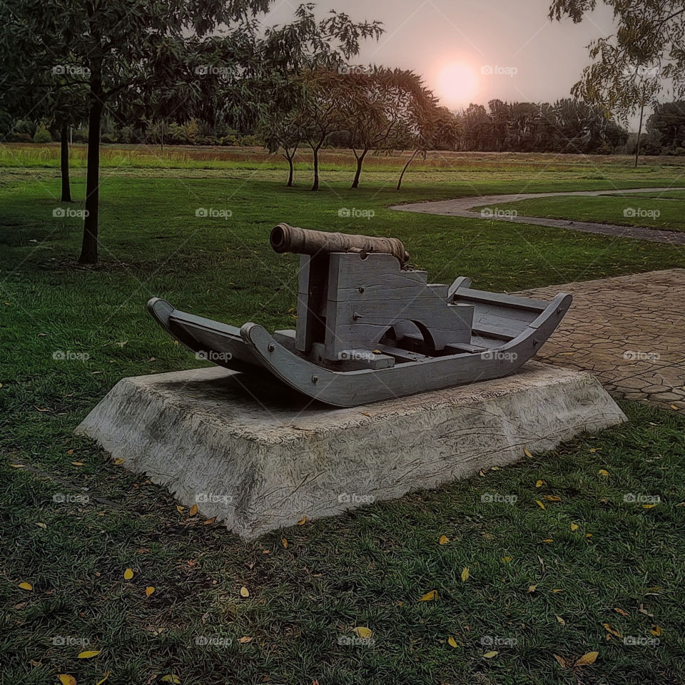 River Raisin Battle Field, Monroe Michigan. Original cannon from the
