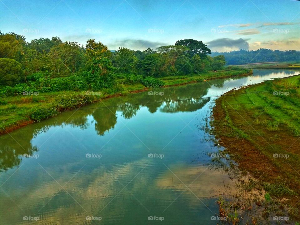 beautiful morning landscape at Wonogiri, Indonesia