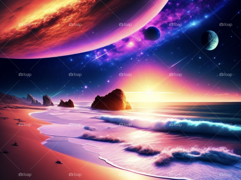 colourful beach scene