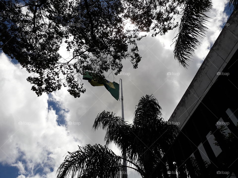 Brazilian flag in sky