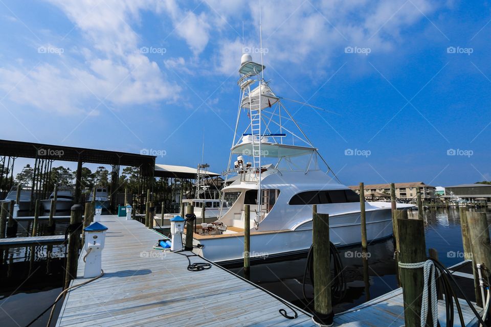 Yacht parking at the dock