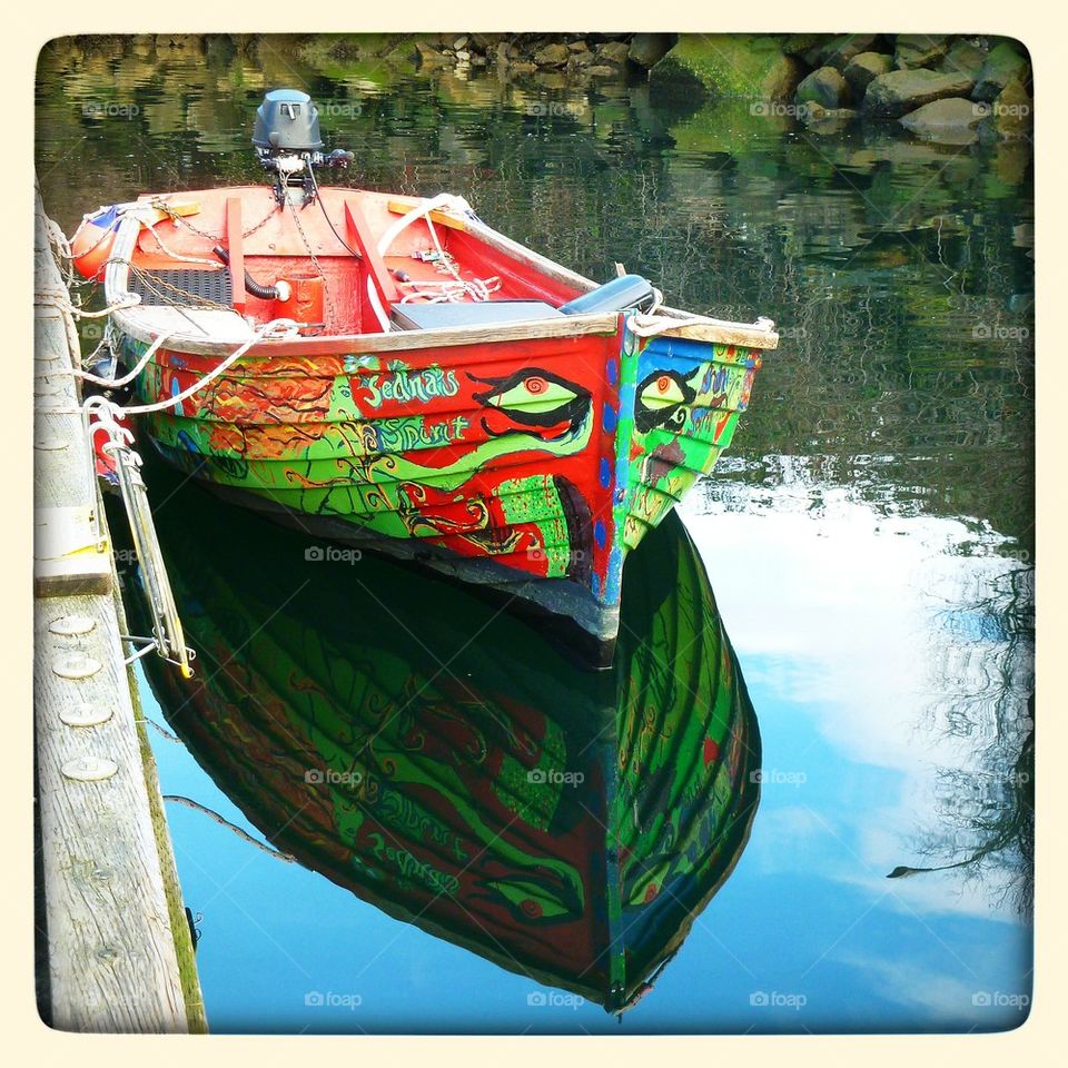 Colourful boat in Nanaimo harbour