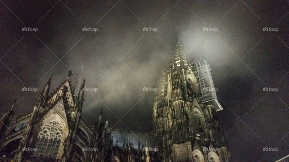 Cologne Dom by night and fog