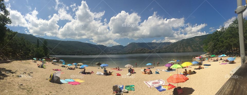 Sandy beach in Spain with mountain view
