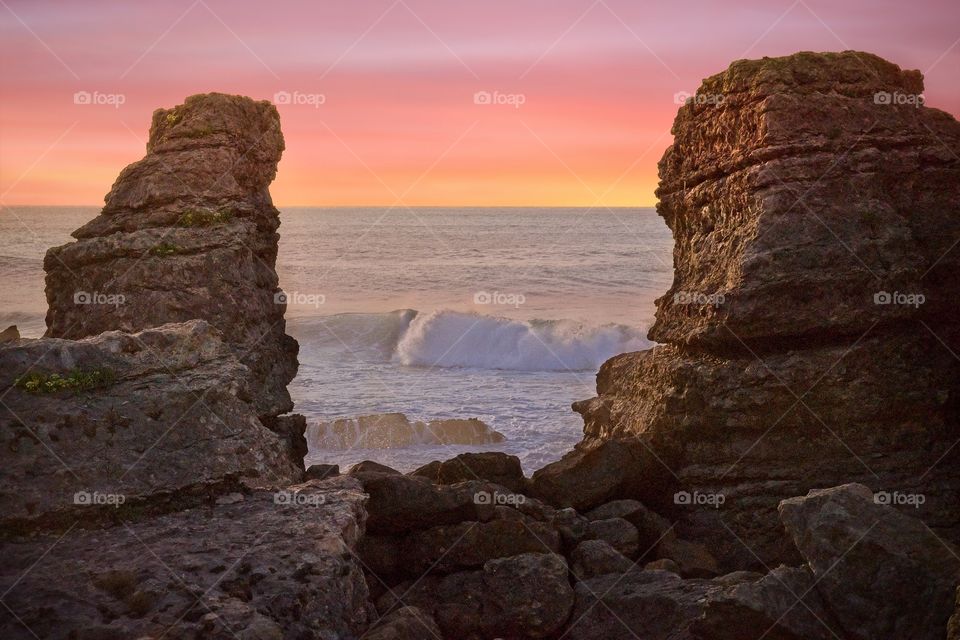 Amazing view of a rocky cliff during sunset