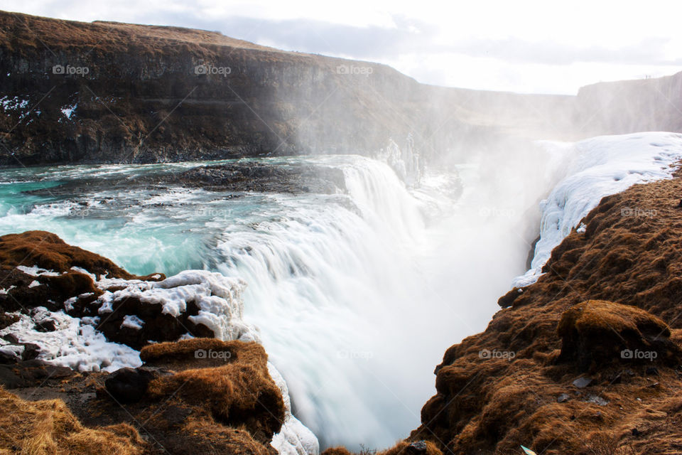 View of gullfoss falls in Iceland