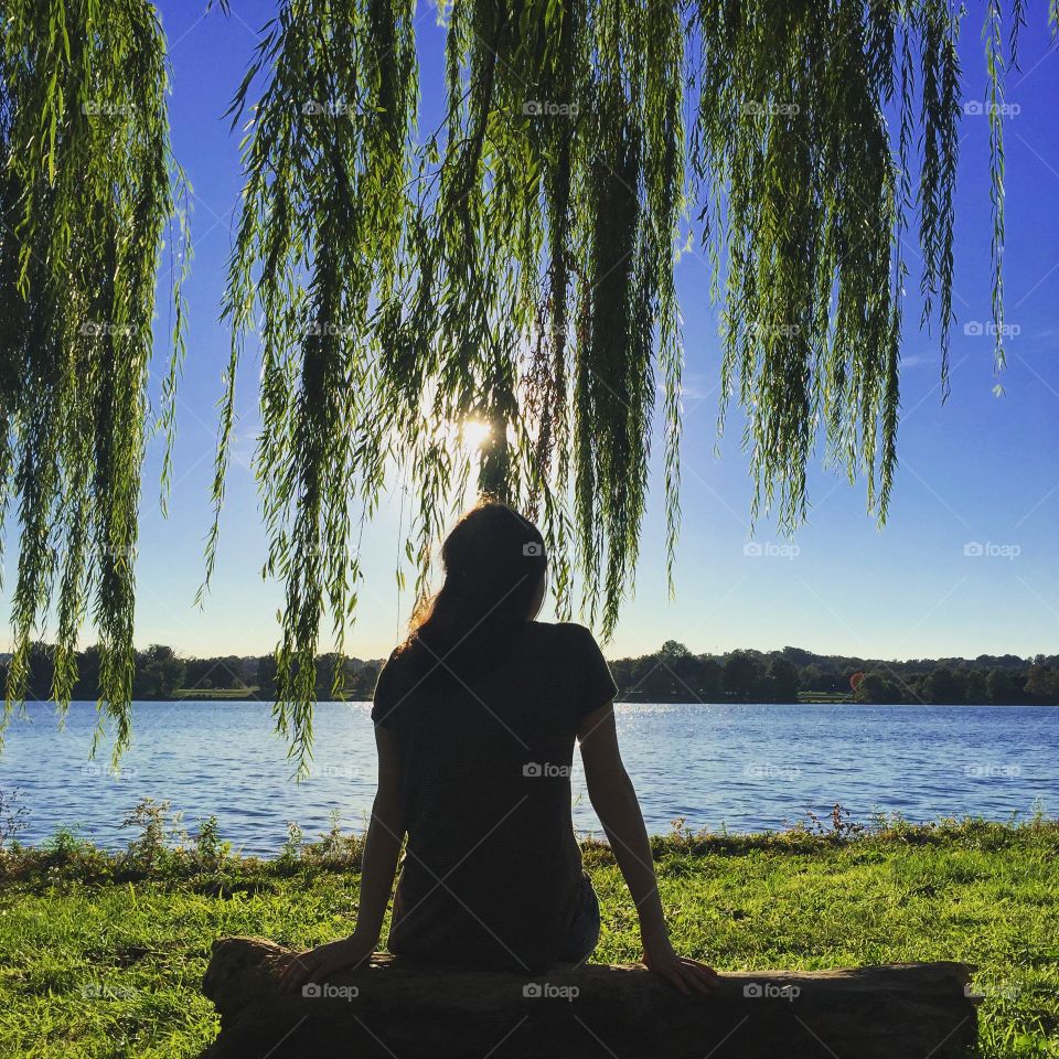 Water, Lake, Tree, People, Reflection