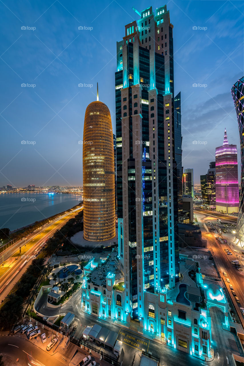 Blue illuminated for skyscrapers 
