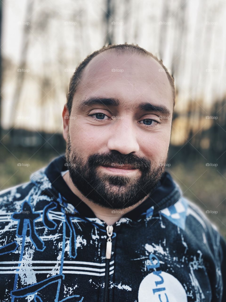 Beard man outdoors portrait