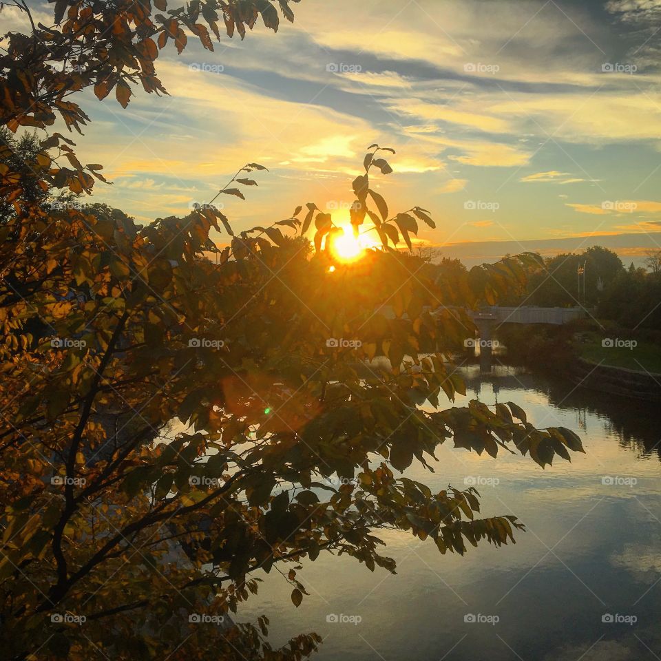 Sunset over the river