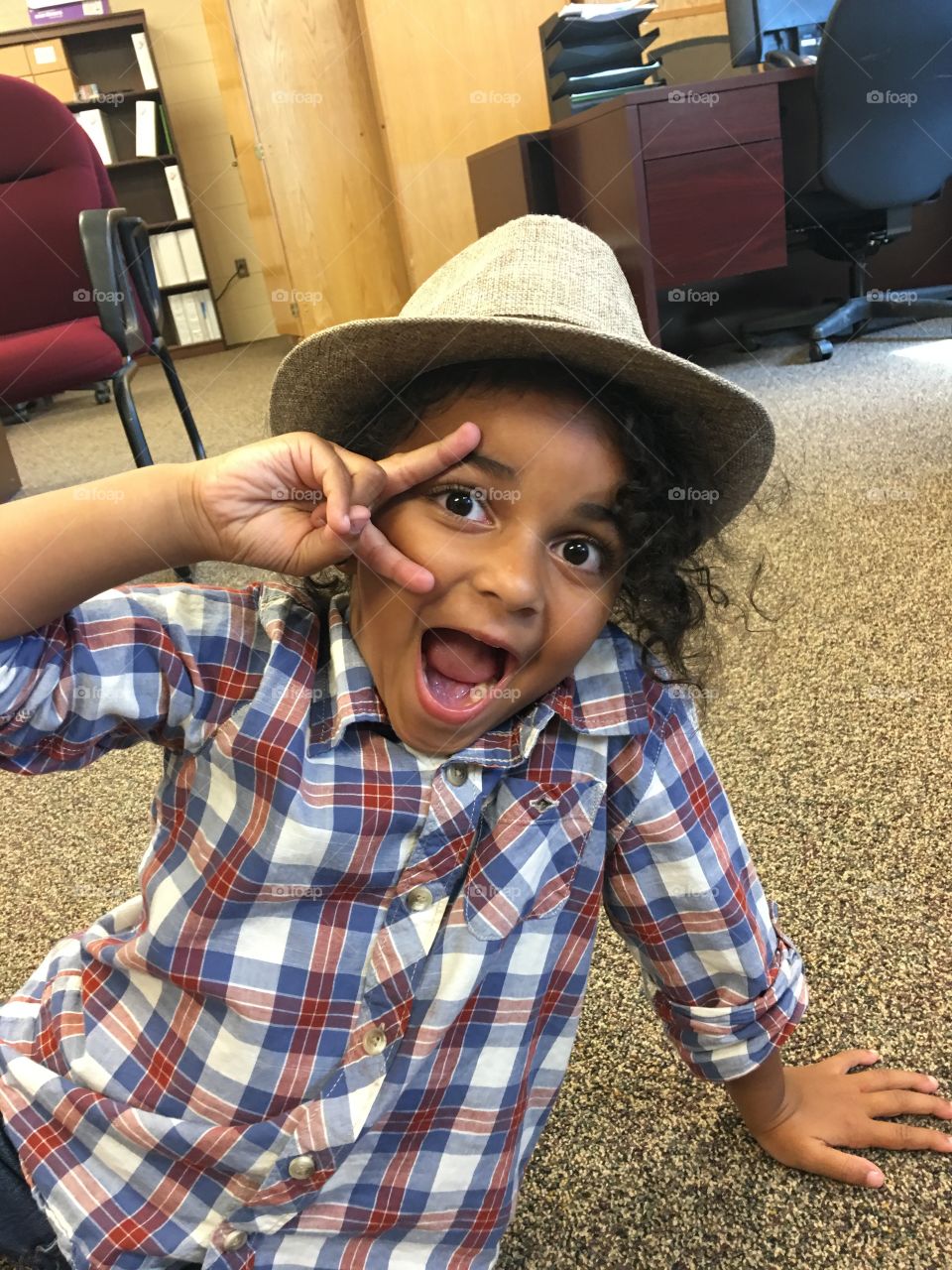 My daughter being silly at my job. 