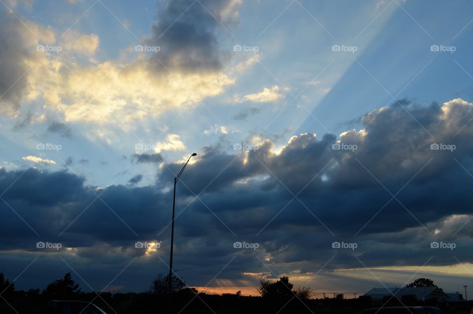 Sun rays and clouds 