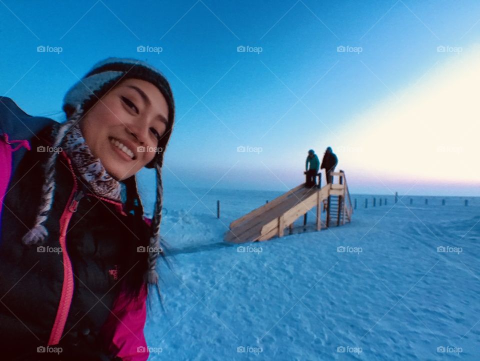 Took a shot with strangers who got slide bar before me but under -4 Celsius degree on that funny bar was so crazy!