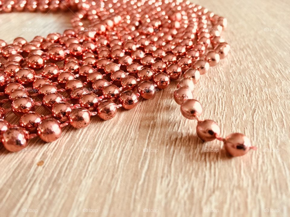 Beads on wood table