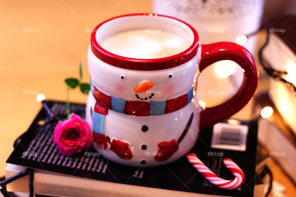 cappuccino in a Christmas cup