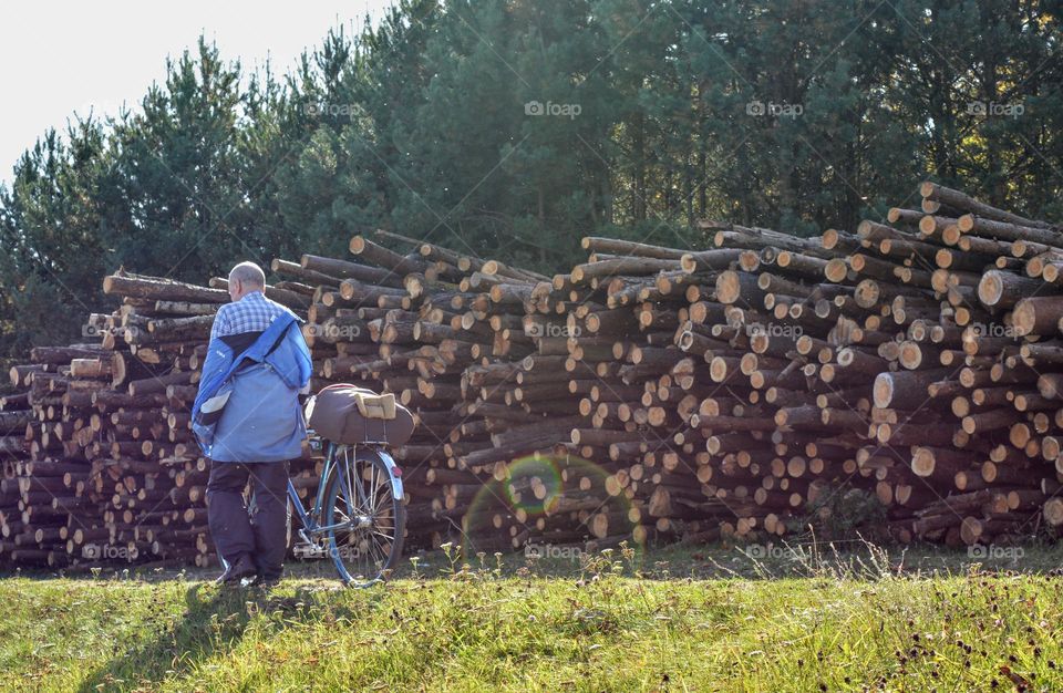 person with bike nature landscape