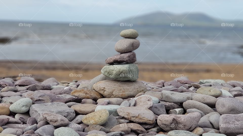 rock, Stone, sea, zen, water, ocean, no person, sky