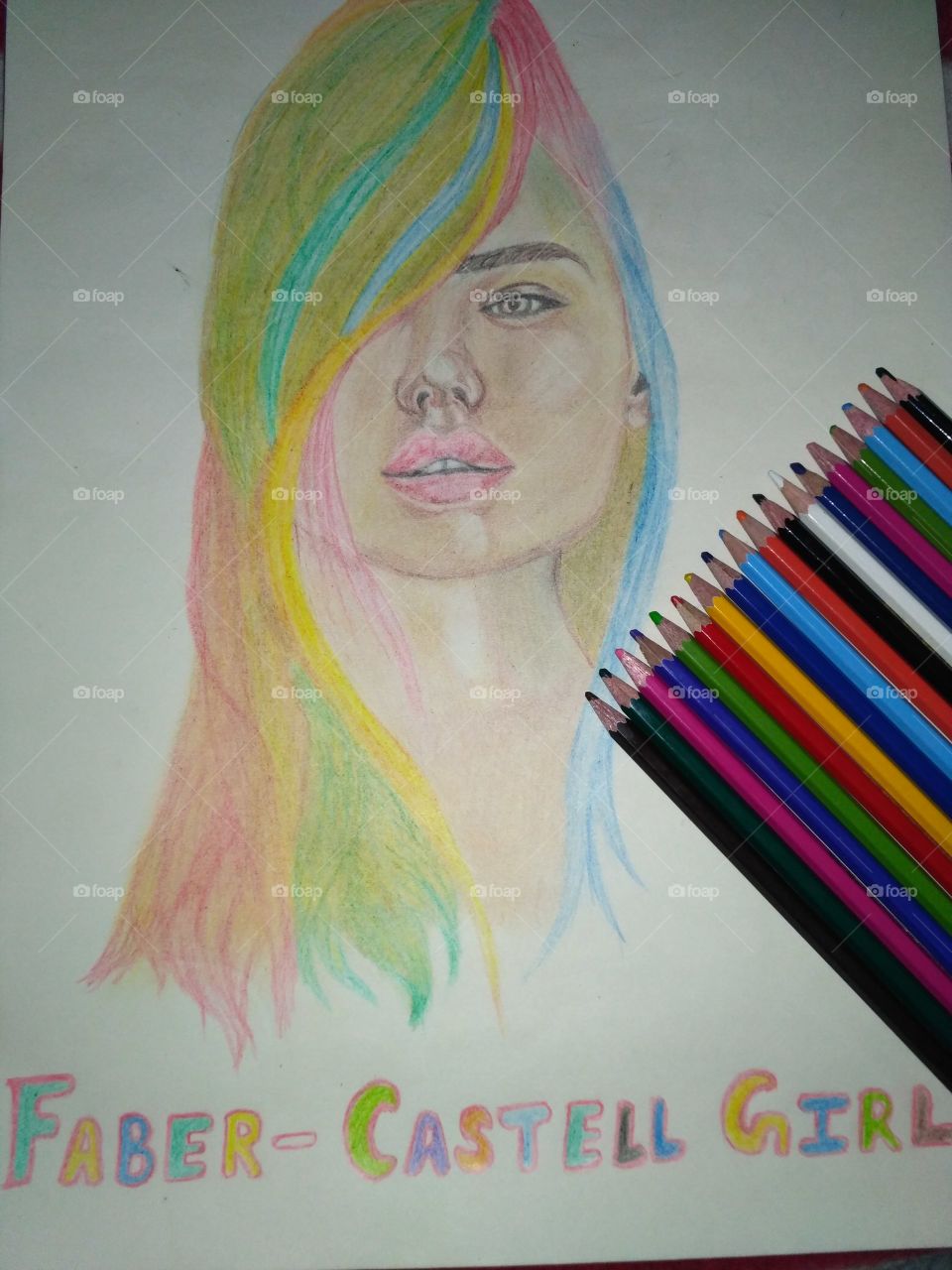 Faber Castell color pencils girl art