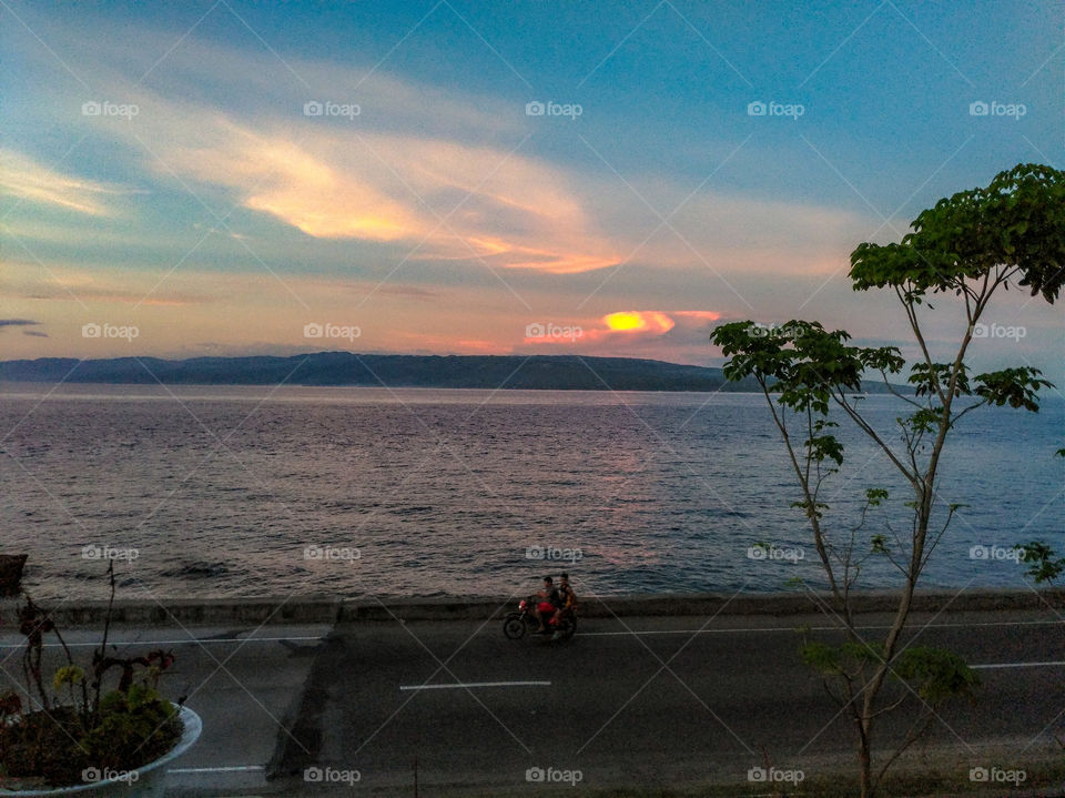 Sunset on the Philippine beach.