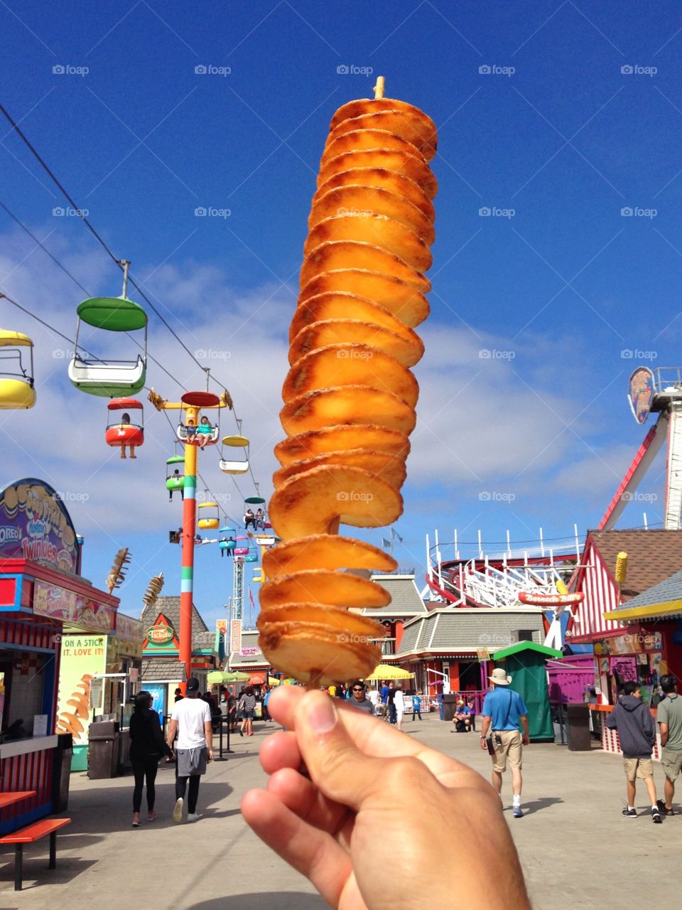 Spiral Fried Potato . Spiral Fried Potato at Santa Cruz park beside the beach,California