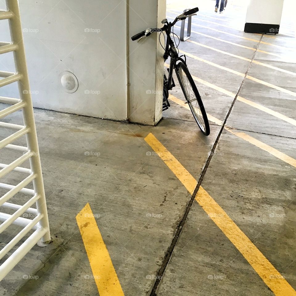 Bicycle in parking garage