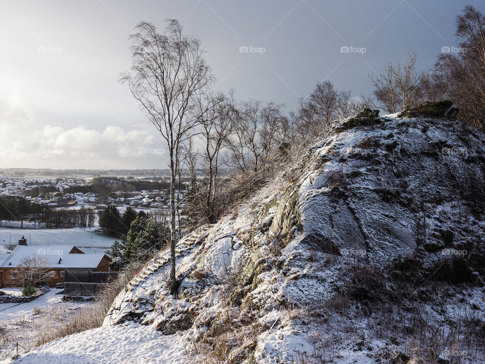 Scenic view of mountain during winter