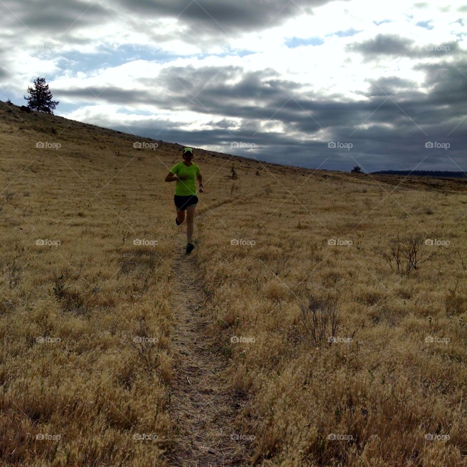 Trail run. Early morning trail run in Central Oregon.