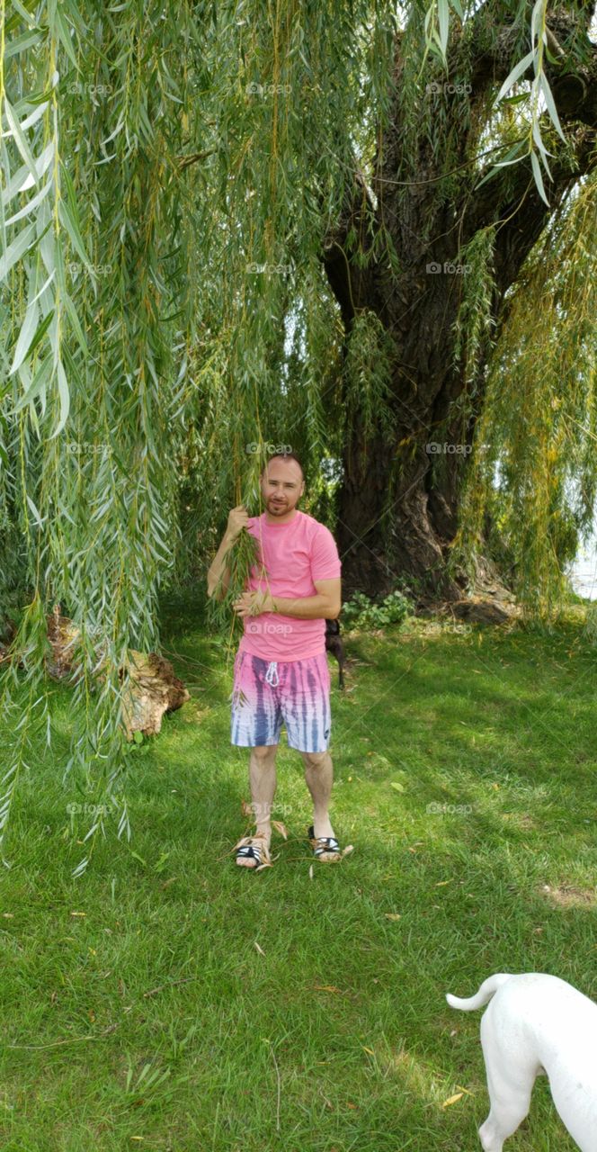 I had to recreate a classic senior picture pose when I discovered this beautiful willow tree.