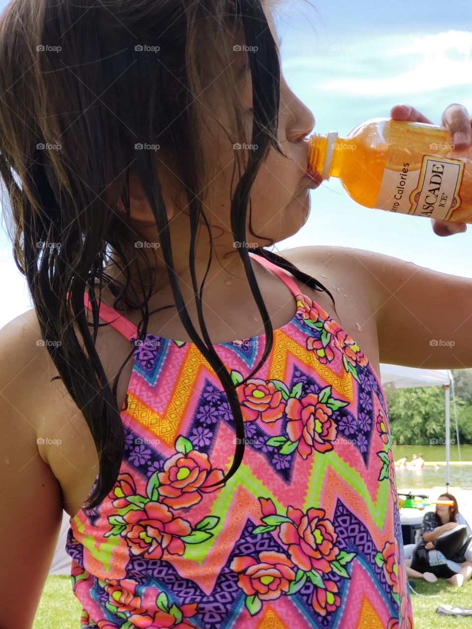 summertime fun, orange soda and swimming