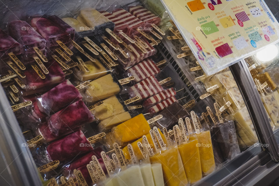 Delicious looking popsicles at a Thai market