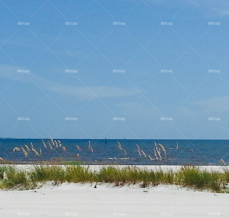 Gulf of New Mexico beach scene in Mississippi.