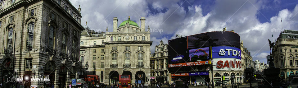 Panoramic view of Piccadilly Circus London.