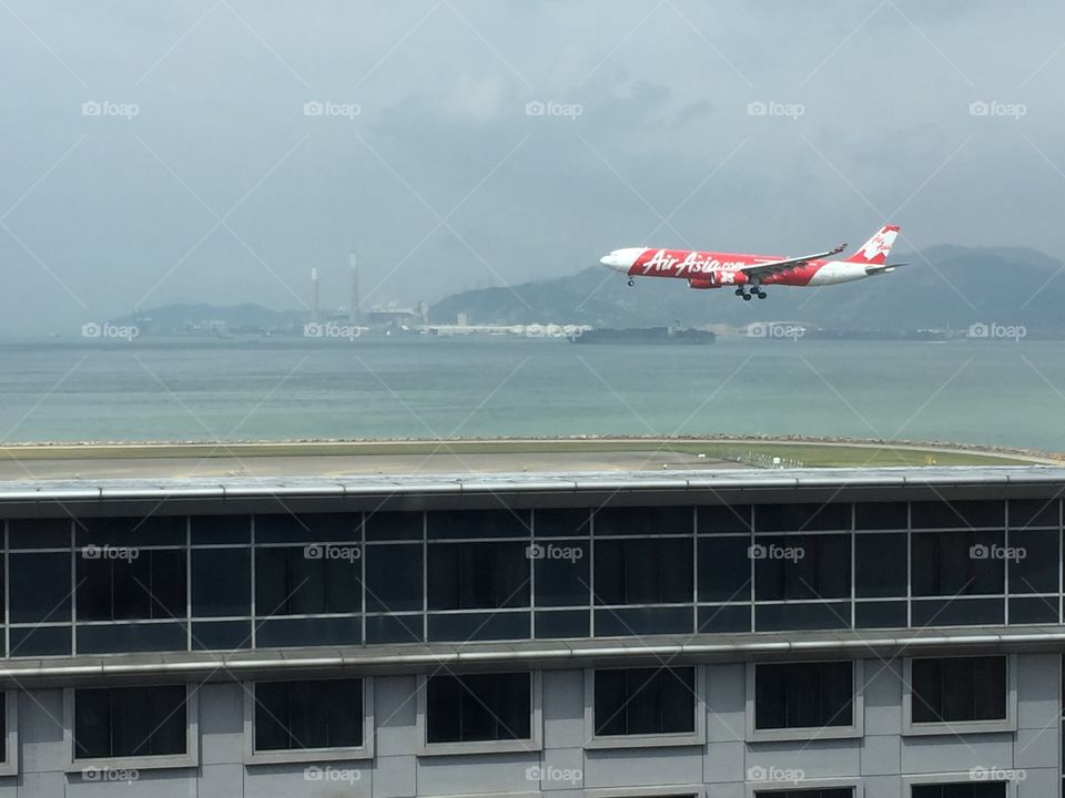 Landing strip on north side of Hong Kong International Airport