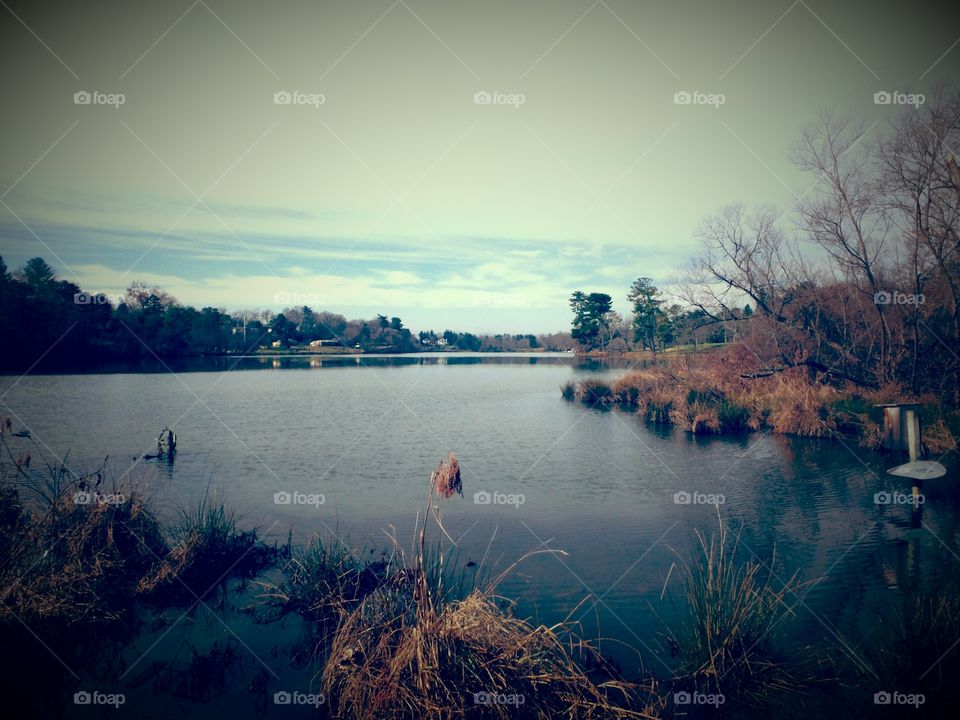 Lake photo in vintage setting