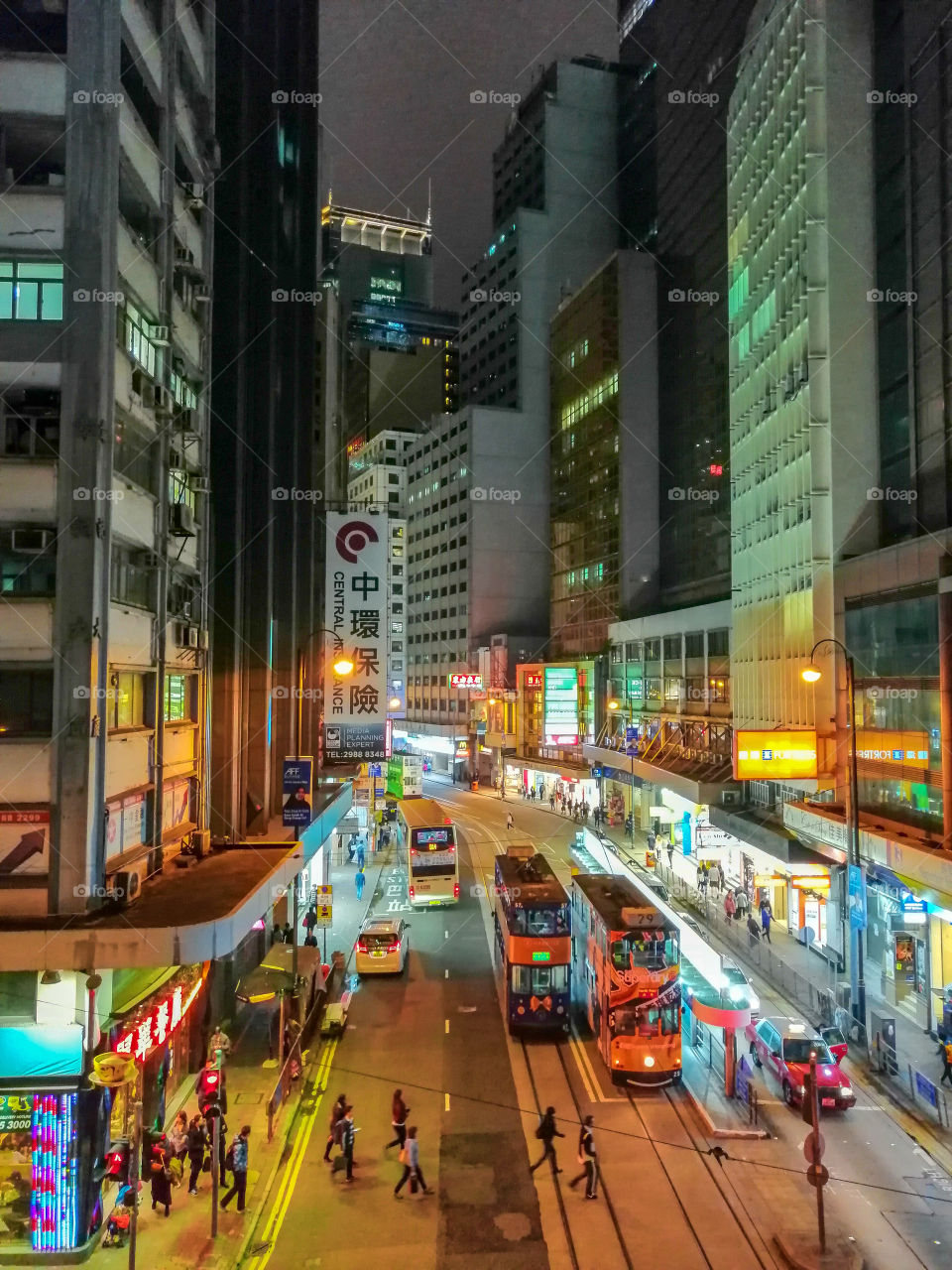 Des Voeux Road Central at night, Hong Kong