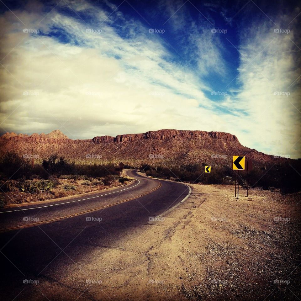 Winding desert road 