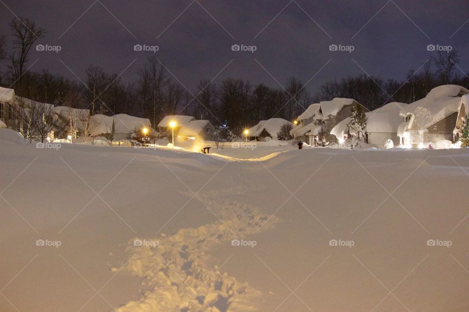 View of snowy house