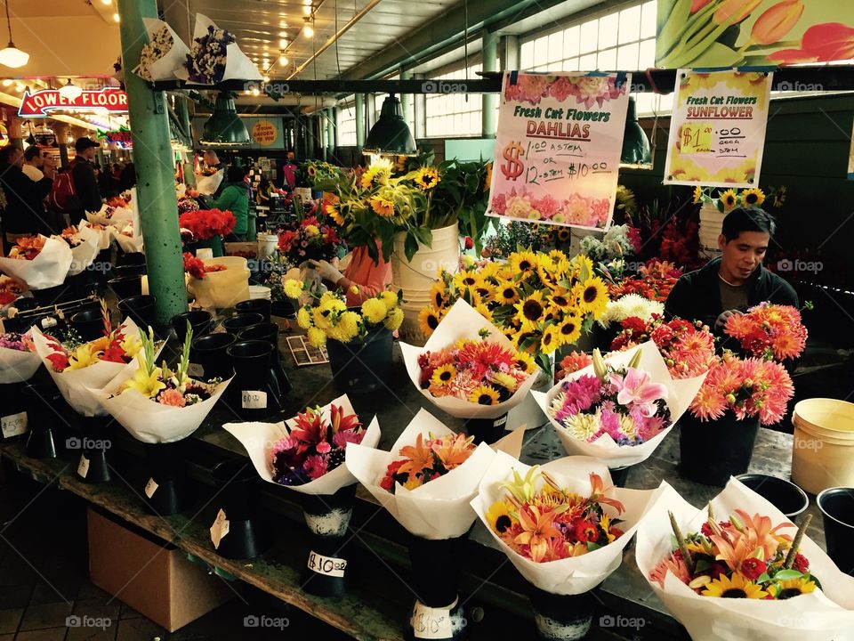 Flower Bouquets Pike Place Market Seattle Washington
