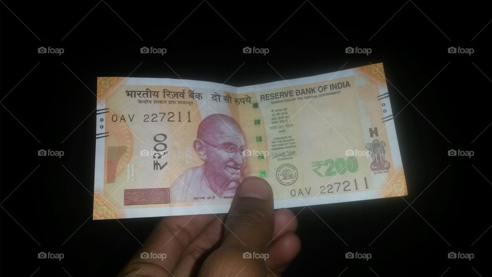 the currency of indian rupees. the 200 rupees note .