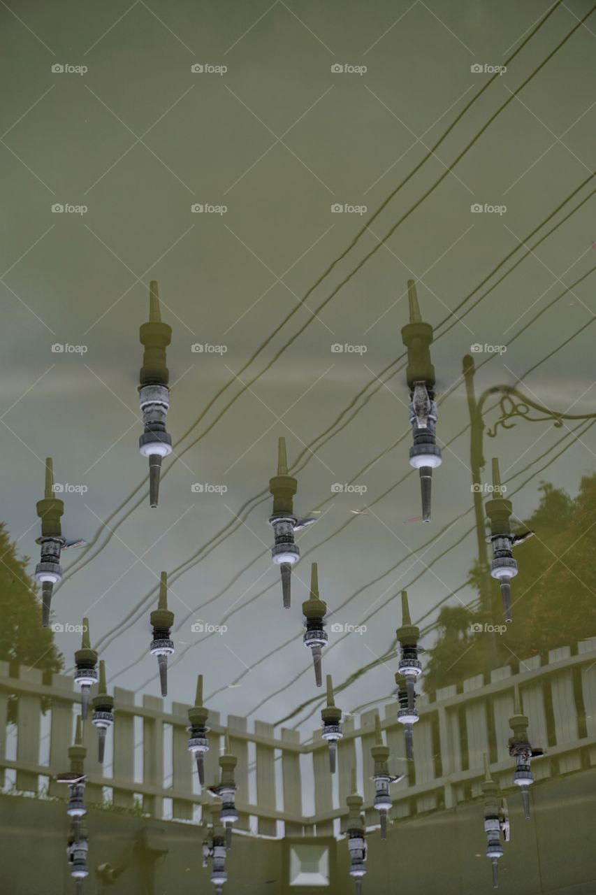 water fountain in reflection