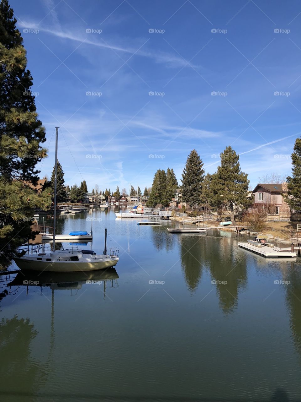 Lake Tahoe Water channels with beautiful houses
