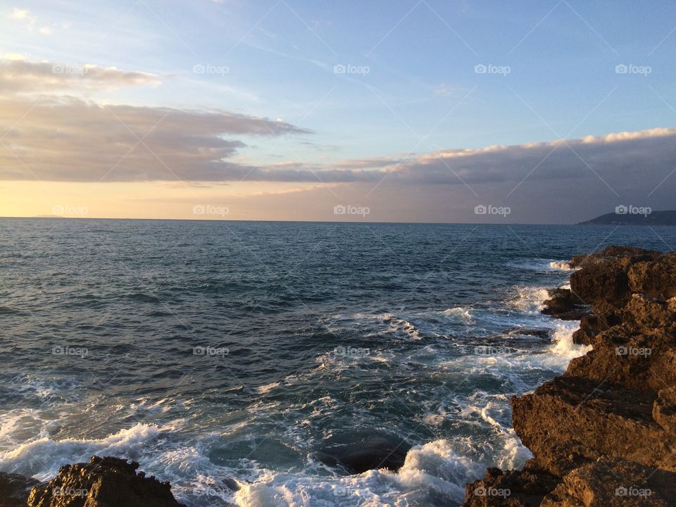 Mediterranean Sea, December sea, winter sea, sea rocks, Italy, castiglioncello 