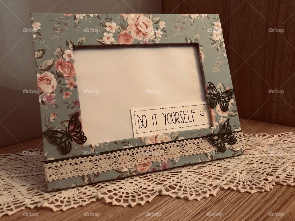 Handmade cardboard and paper frame 