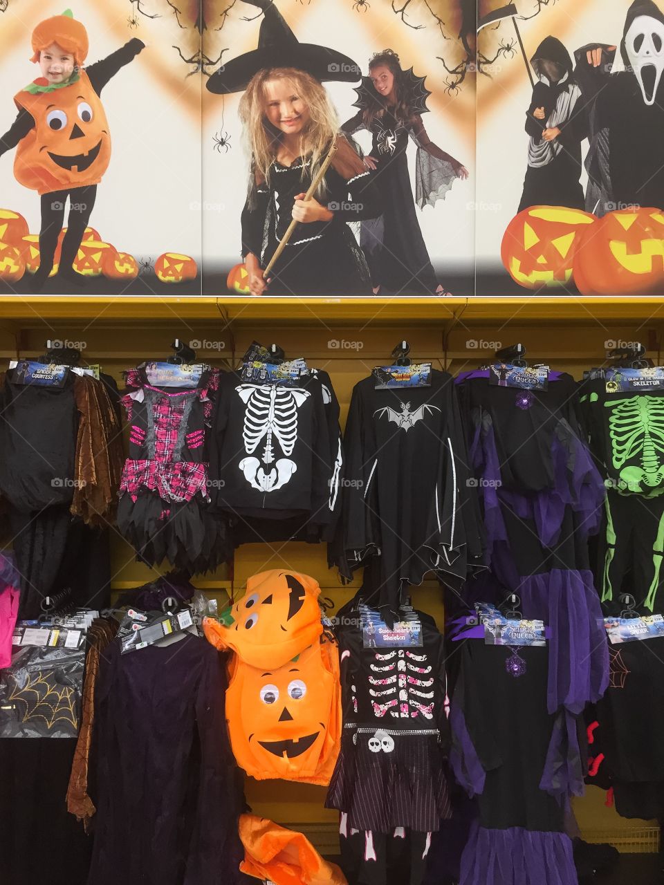 Halloween costumes in a toy store